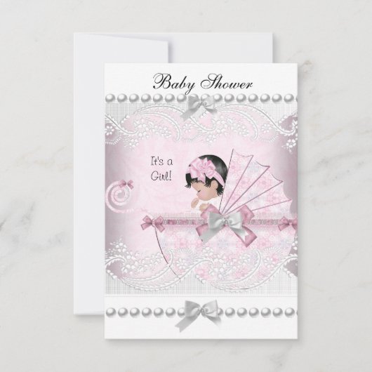  Baby shower Cute Girl  Roze Kaart (Voorkant)