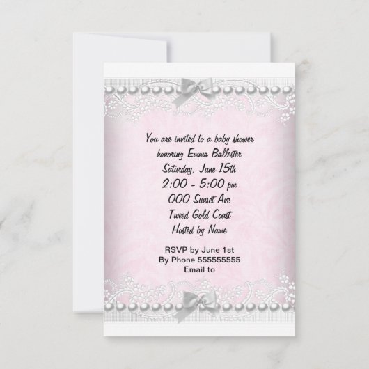 Baby shower Cute Girl Roze Kaart (Achterkant)