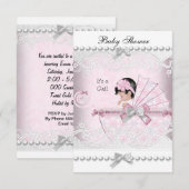  Baby shower Cute Girl  Roze Kaart (Voorkant / Achterkant)