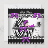 Baby shower Cute Girl Zebra Pram Pearl 3 Kaart (Voorkant)