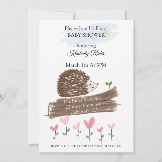 Baby shower Cute Hedgel Kaart (Voorkant)