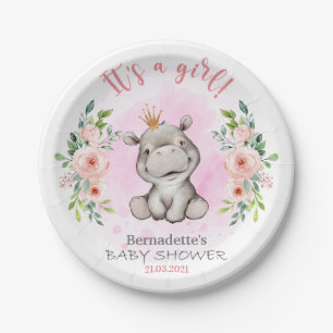 baby shower Cute Hippo Paper Bord