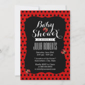 Baby shower Cute Ladybugs Black & Red Stippen Kaart (Voorkant)