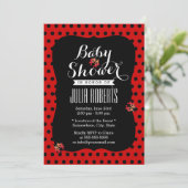 Baby shower Cute Ladybugs Black & Red Stippen Kaart (Staand voorkant)
