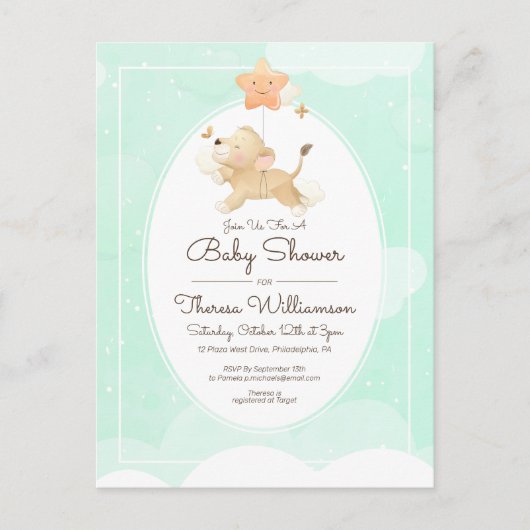 Baby Shower | Cute Lion Cub Briefkaart (Voorkant)