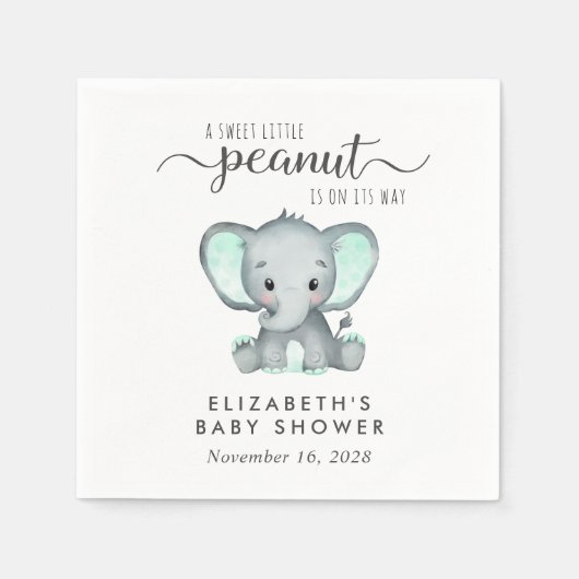 Baby shower Cute Mint Green Elephant Servet (Voorkant)