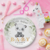 Baby shower Cute Panda Eucalipt Greenery Papieren Bordje (Feest)
