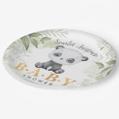 Baby shower Cute Panda Eucalipt Greenery Papieren Bordje (Gekanteld)