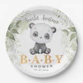 Baby shower Cute Panda Eucalipt Greenery Papieren Bordje (Voorkant)