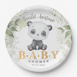 Baby shower Cute Panda Eucalipt Greenery Papieren Bordje