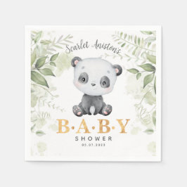 Baby shower Cute Panda Eucalipt Greenery Servet