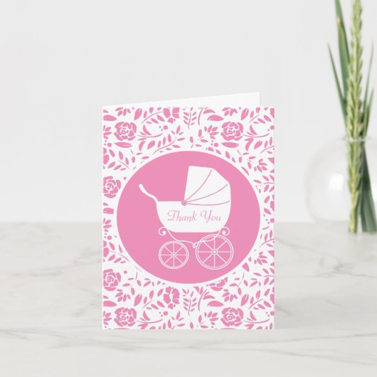 Baby shower Cute Pink Girl Bedankkaart (Voorkant)
