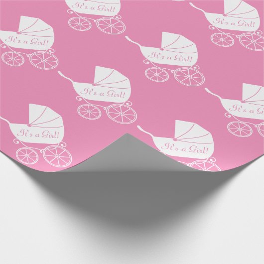 Baby shower Cute Pink Girl Cadeaupapier (Hoek)