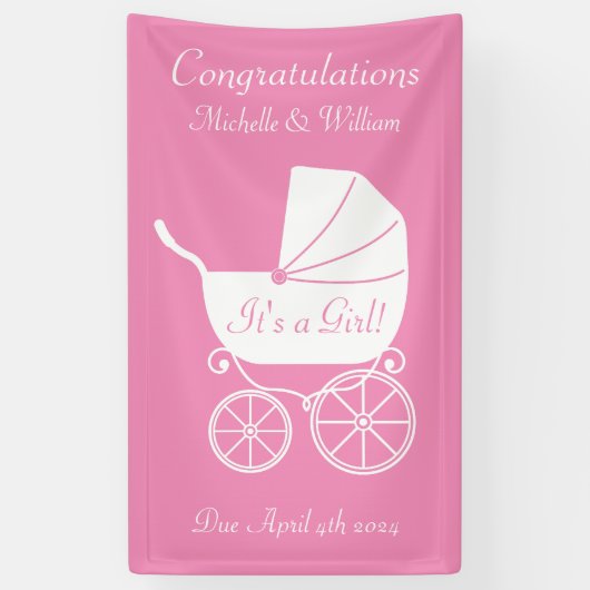  Baby shower Cute Pink Girl Spandoek (Verticaal)