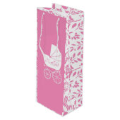  Baby shower Cute Pink Girl Wijn Cadeautas (Voorkant Gekanteld)