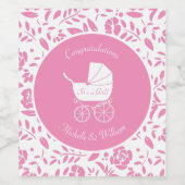  Baby shower Cute Pink Girl Wijn Etiket (Enkel label)