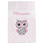 Baby shower Cute Pink Owl Gift Bag Medium Cadeauzakje (Voorkant)