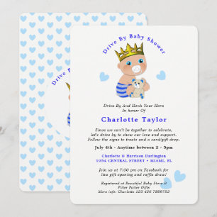Baby shower Cute Prince Blue Baby Boy Inv Kaart