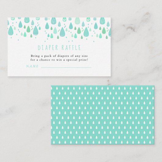 Baby shower Cute Raindrops Diaper Raffle Ticket Informatiekaartje (Voorkant / Achterkant)