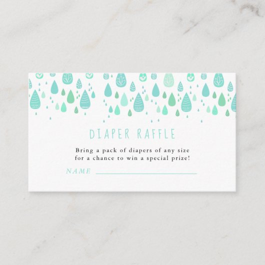 Baby shower Cute Raindrops Diaper Raffle Ticket Informatiekaartje (Voorkant)