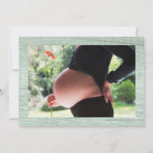 Baby shower Cute Sloth Rustic Green Wood Foto Kaart (Achterkant)