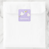 Baby shower Cute Stork Gender Neutral Vierkante Sticker (Tas)