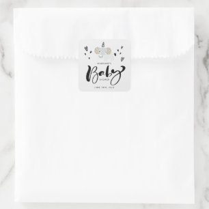 Baby Shower   Cute Uni-Elephant Square Sticker
