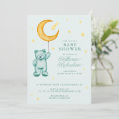 BABY SHOWER | Cute Waterverf Beer Moon Kaart (Staand voorkant)