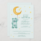 BABY SHOWER | Cute Waterverf Beer Moon Kaart (Voorkant / Achterkant)