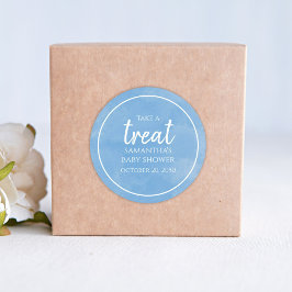 Baby shower Cute Waterverf Blue Whimsical Treat Ronde Sticker