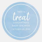 Baby shower Cute Waterverf Blue Whimsical Treat Ronde Sticker (Voorkant)