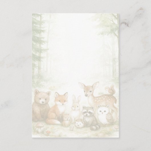 Baby Shower Cute Woodland Baby Animals Informatiekaartje (Achterkant)