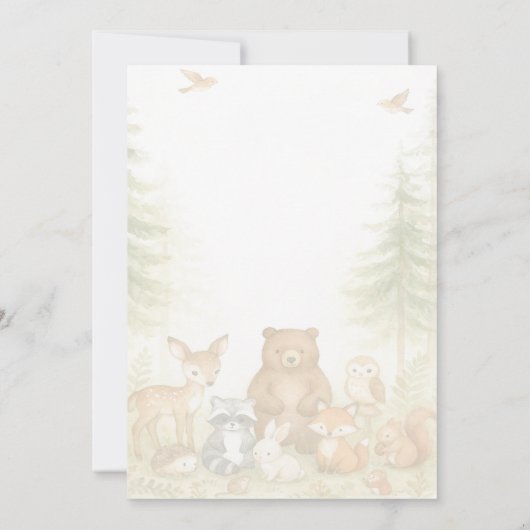 Baby Shower Cute Woodland Baby Animals Kaart (Achterkant)
