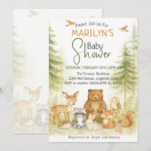 Baby Shower Cute Woodland Baby Animals Kaart (Voorkant / Achterkant)