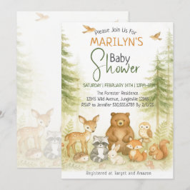 Baby Shower Cute Woodland Baby Animals Kaart