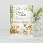 Baby Shower Cute Woodland Baby Animals Kaart (Staand voorkant)