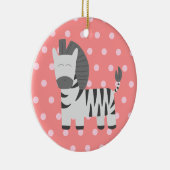 Baby Shower: Cute zebra met roze poka-punten Keramisch Ornament (Rechts)