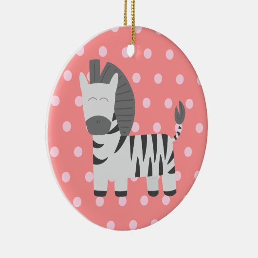 Baby Shower: Cute zebra met roze poka-punten Keramisch Ornament (Rechts)