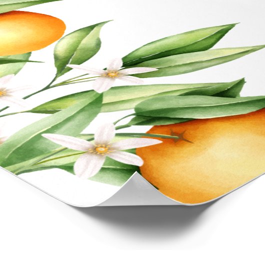 Baby shower Cutie Oranje Waterverf Welkom Poster (Hoek)