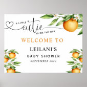 Baby shower Cutie Oranje Waterverf Welkom Poster (Voorkant)