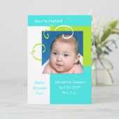 Baby shower Cyaan Blue en Green Kaart (Staand voorkant)