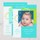 Baby shower Cyaan Blue en Green Kaart (Voorkant / Achterkant)
