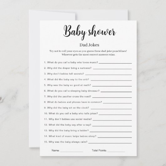 Baby Shower Dad Jokes Game Printable,  Kaart (Voorkant)