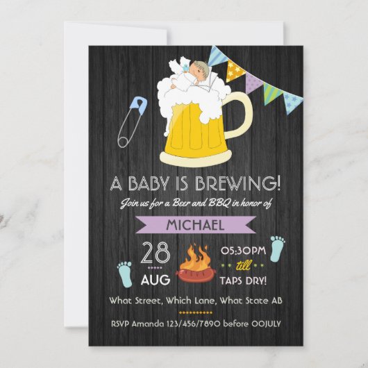 Baby shower Dadchelor Beer en BBQ van mannen Kaart (Voorkant)