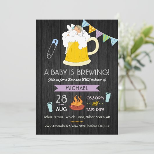 Baby shower Dadchelor Beer en BBQ van mannen Kaart (Staand voorkant)