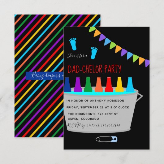 Baby shower Dadchelor Beer Keg Party Kaart (Voorkant / Achterkant)