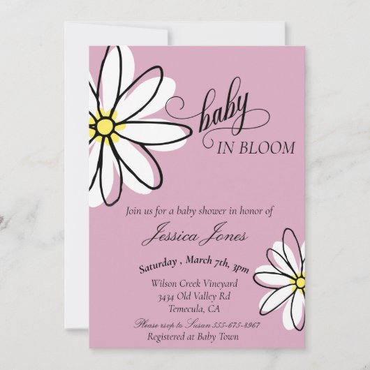 Baby shower Daisy Doodle Baby in Bloom Kaart (Voorkant)