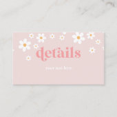 Baby shower Daisy Pink Retro - Gegevens Informatiekaartje (Voorkant)