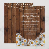 Baby shower Daisy Wood Rustic Lights Bloemen Uitno Kaart (Voorkant / Achterkant)