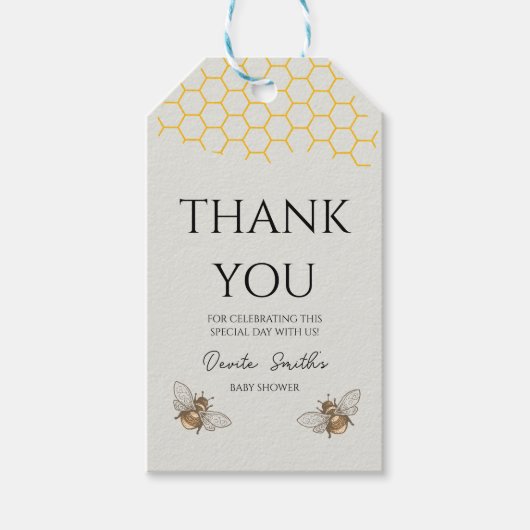 Baby shower dank je bijenkorf cadeaulabel (Voorkant)